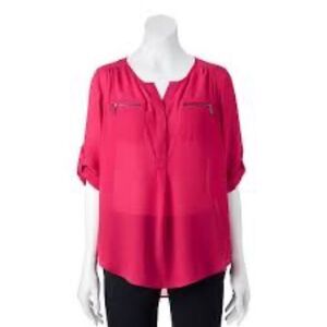 My Michelle Zipper Detail Blouse Pink - Small